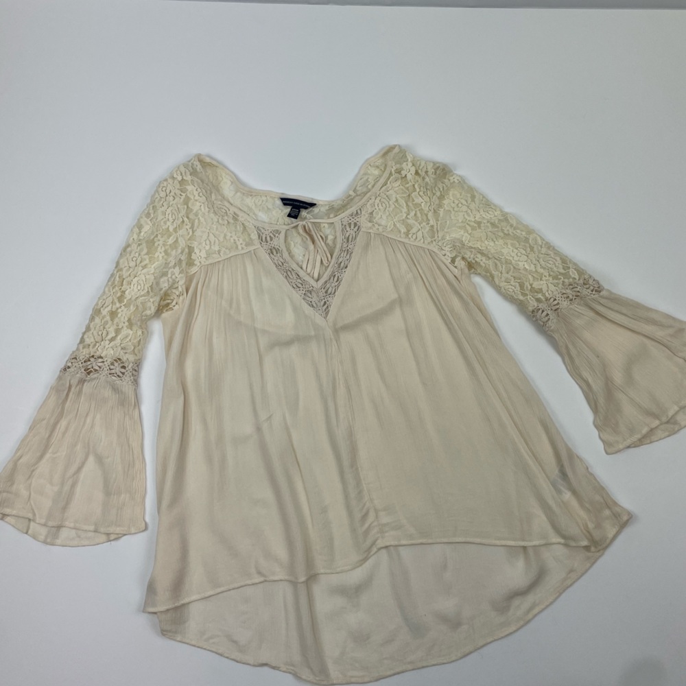 American Eagle Bell Sleeved Cream Top